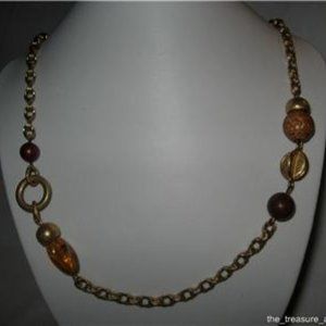 30" Gold Ring Open Link Chain Necklace~Carved Brow